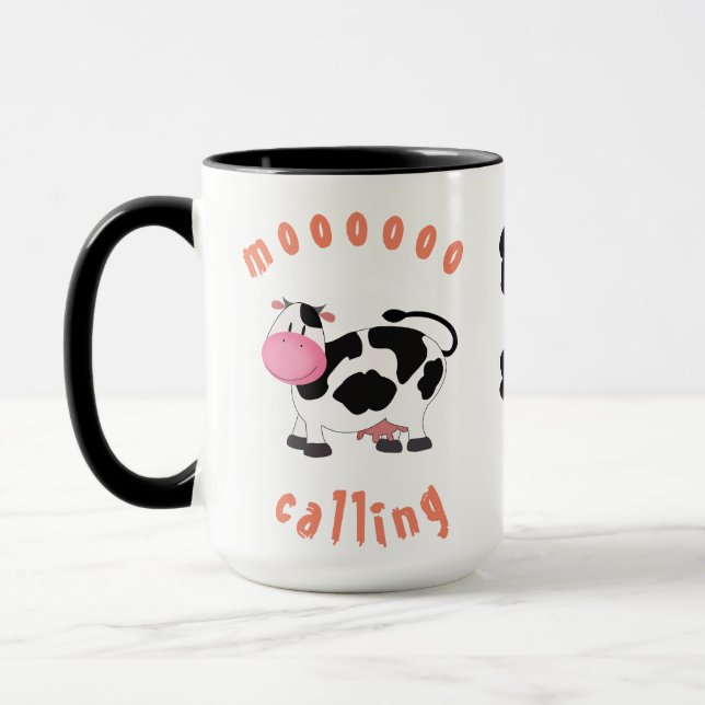 Mug Lait Moo-ments mignon vache buvant lait rappel (Gauche)