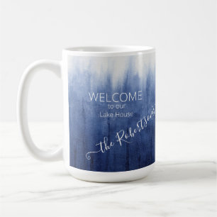 Mug Lake House Welcome Simple Modern Blue n White