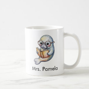 Mug Lamantin Mignon Lisant un Livre Personnalisé