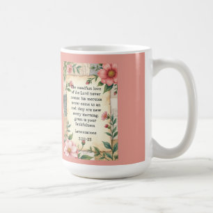 Mug Lamentations 3:22–23 Conception Florale Vintage 