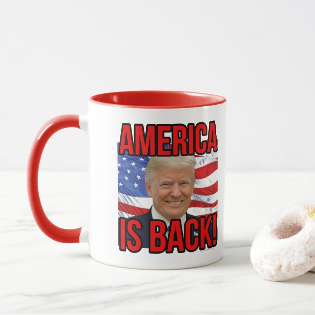 Mug L'Amérique est de retour Donald Trump Drapeau amér (Avec donut)