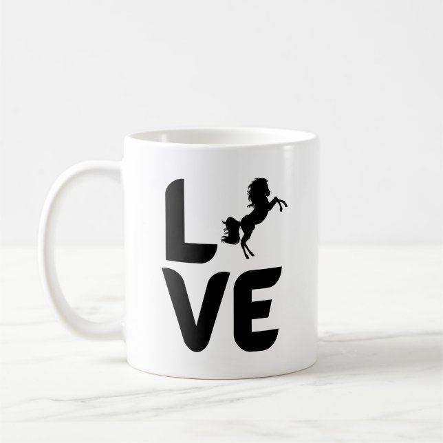 Mug L'amour avec le cheval comme "O" (Gauche)