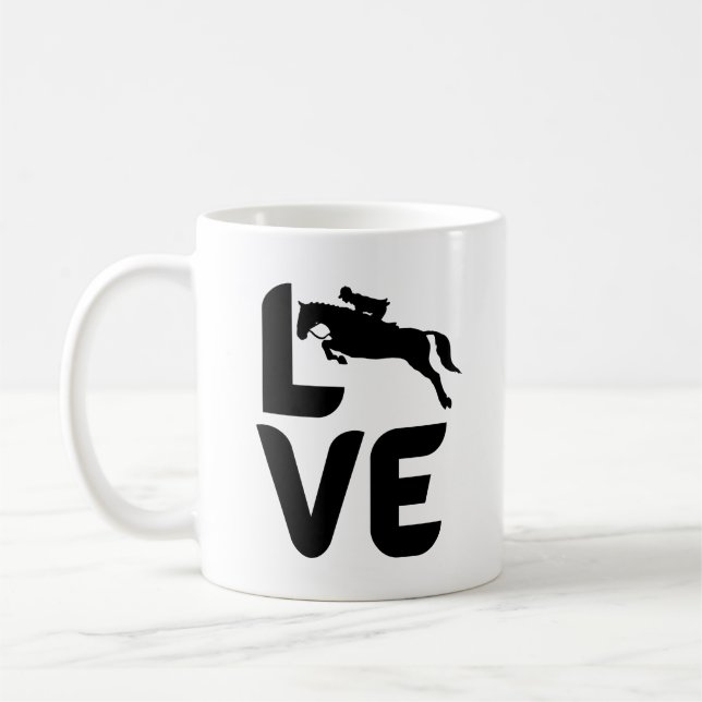 Mug L'amour avec un Chevaux de Saut comme O (Gauche)
