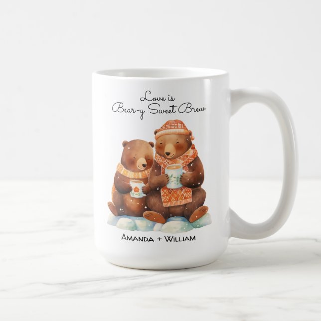 Mug L'amour c'est l'ours doux mignon caricaturé mou (Droite)