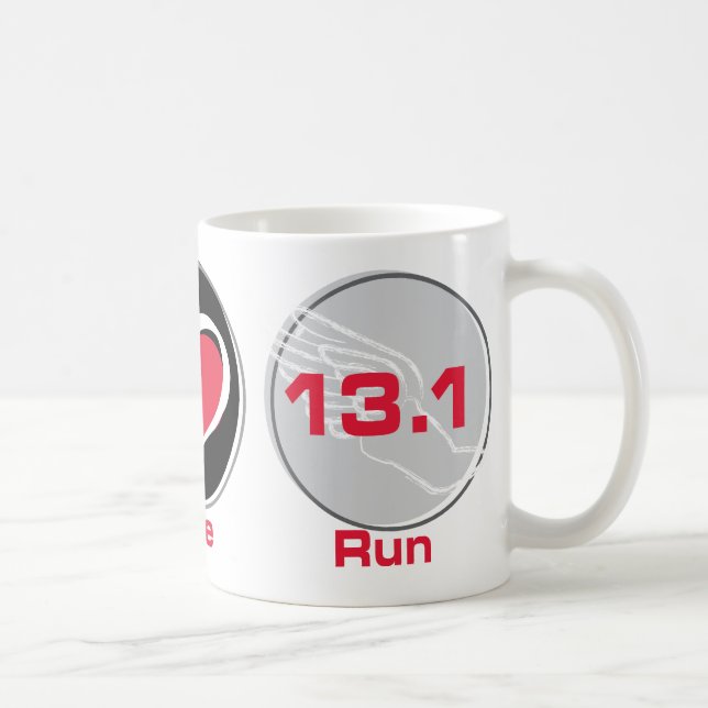 Mug L'amour de paix courent le semi-marathon 13,1 (Droite)
