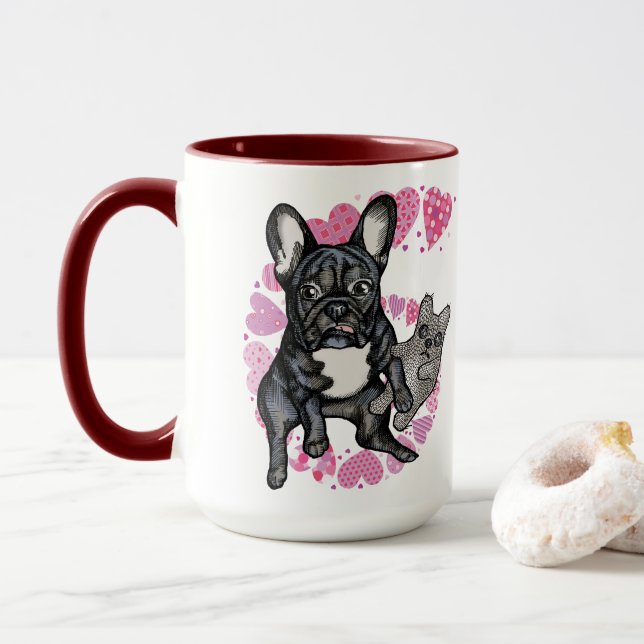 Mug L'Amour des chiots français (Avec donut)