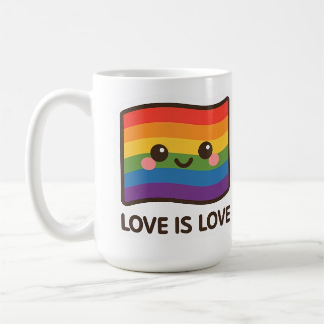 Mug L'amour est l'amour - Kawaii Rainbow Design (Gauche)