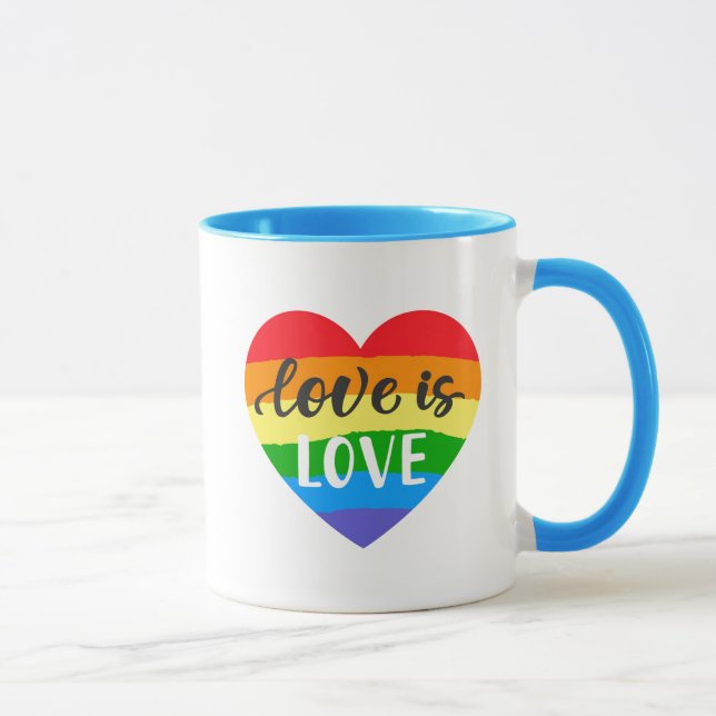 Mug L'amour est l'amour le coeur arc-en-ciel (Droite)