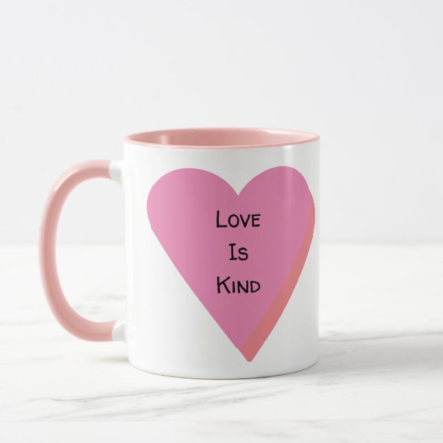 Mug L'Amour Est Une Citation Genre Coeurs Rose Monogra (Gauche)
