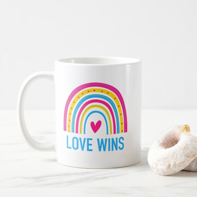 Mug L'amour gagne Pansexual Rainbow (Avec donut)