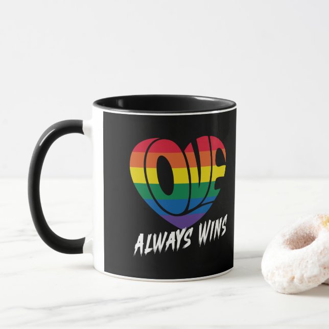 Mug L'amour gagne toujours la fierté LGBTQ (Avec donut)