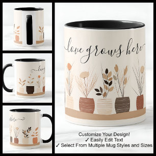 Mug L'amour grandit ici pour un message d'amateur de p