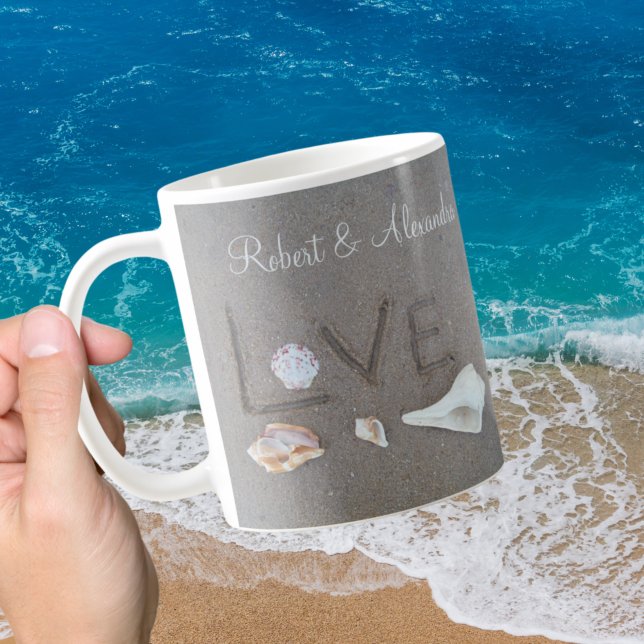 Mug L'amour personnalisé sur la plage coquille café Mu (Créateur téléchargé)