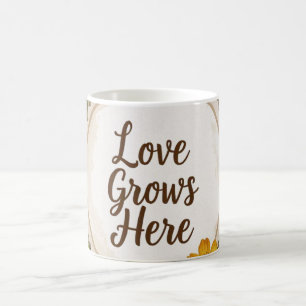 Mug L'amour pousse du boho, fleur sauvage, blé, papill