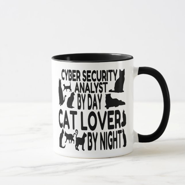 Mug L'analyste en cybersécurité aime les chats (Droite)