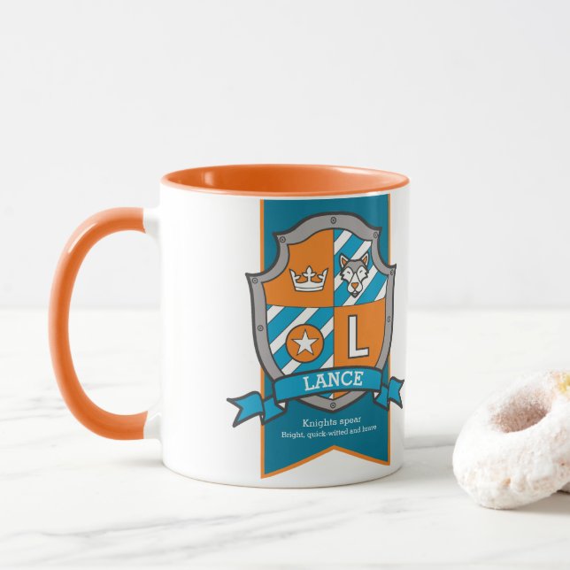 Mug Lance lettre L crête orange nom signifiant muqueus (Avec donut)