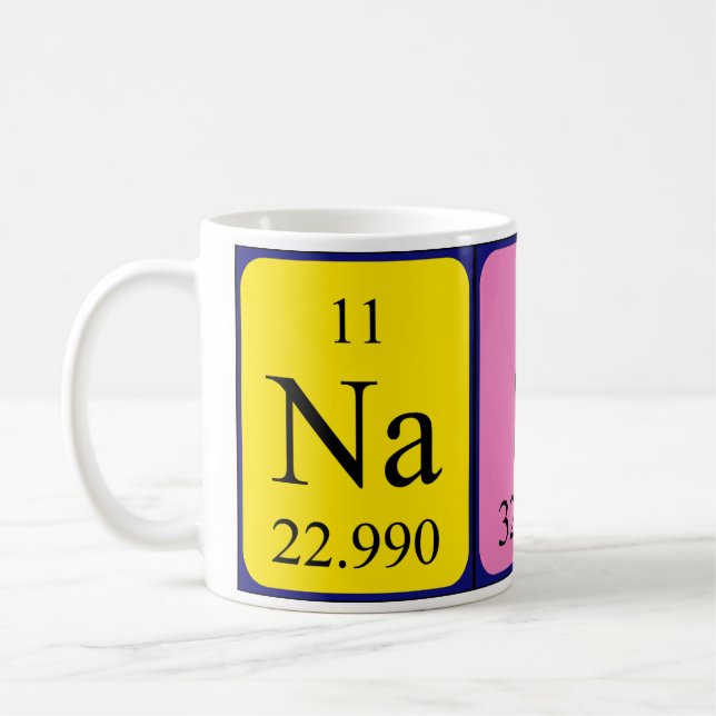 Mug Lancer la taille du nom de table périodique (Gauche)