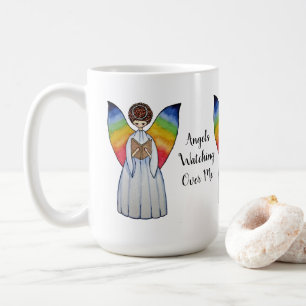 Mug L'ange d'aquarelle avec l'arc-en-ciel s'envole