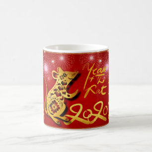 Mug Lanternes chinoises Feu d'artifice Rat Année 2020 