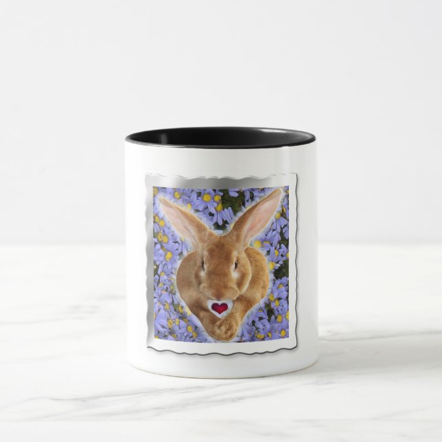 Mug Lapin adorable encadré avec coeur doux (Centre)