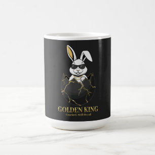 Mug Lapin avec des lunettes cool, Or, fêlé, royal