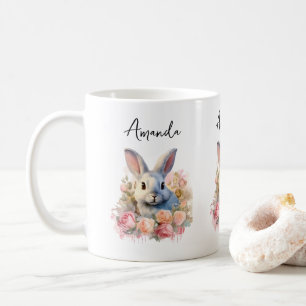 Mug Lapin avec une guirlande de roses Mignon