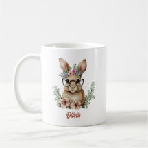 Lapin Avec Verres Fleurs de Couronne aquarelle Des