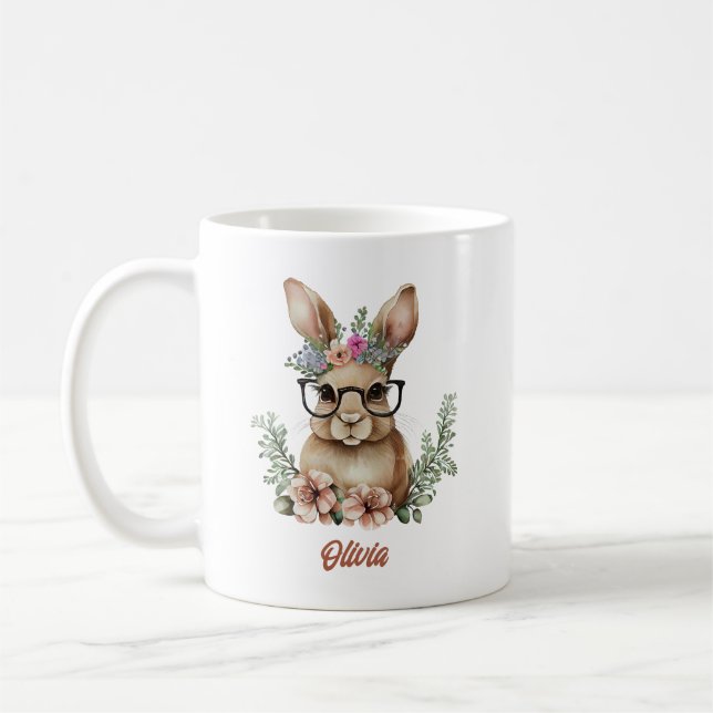 Mug Lapin Avec Verres Fleurs de Couronne aquarelle Des (Gauche)