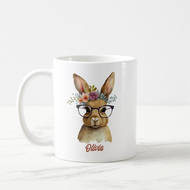 Mug Lapin Avec Verres Fleurs de Couronne aquarelle Des (Gauche)