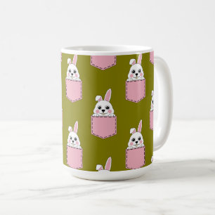 Mug Lapin blanc à motif de poche rose