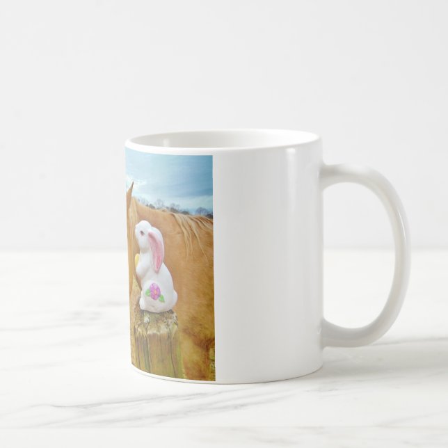 Mug Lapin blanc et cheval jaune blond (Droite)