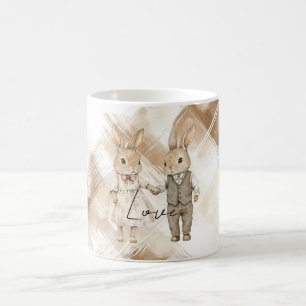 Mug Lapin de couleur marron et crème rayé aux motifs r