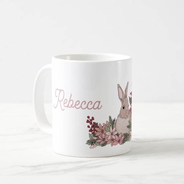 Mug Lapin de Pâques avec nom Élégant (Devant gauche)