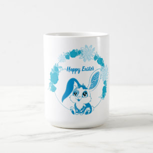 Mug Lapin de Pâques heureux Kawaii bleu mignon