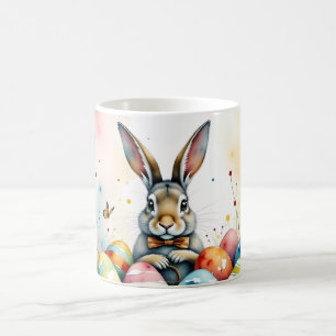 Mug Lapin de Pâques mignon avec des œufs peints coloré