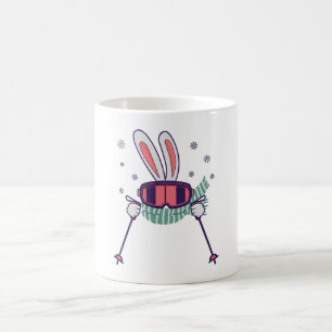 Mug Lapin de ski avec bâtons de ski lunettes de ski et