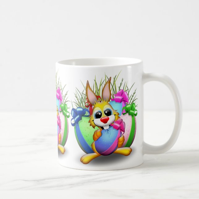 Mug Lapin drôle mordant un œuf de Pâques (Droite)