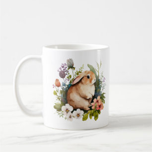 Mug Lapin lapin bébé dans la couronne de fleurs