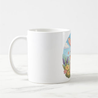 Mug Lapin mignon sautant dans un champ de fleurs