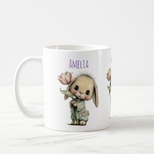 Mug Lapin mignon tenant une tulipe