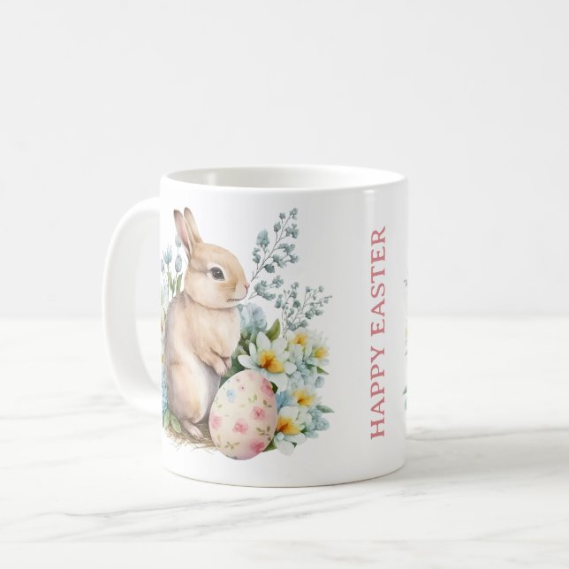 Mug Lapin & Oeuf Floral (Devant gauche)