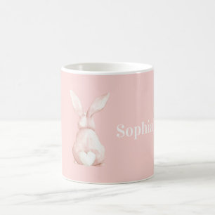 Mug Lapin Rose Pâle Queue à Cœur Blanc