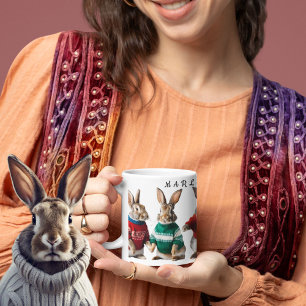 Mug Lapins en Jumpers mignon lapin tricot amant