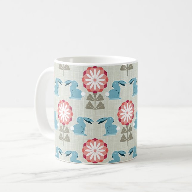 Mug Lapins et fleurs (Devant gauche)