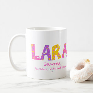 Mug Lara Girls nom signifiant étoiles de fleurs violet