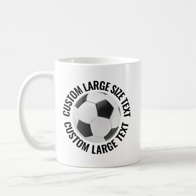 Mug Large Personalized Text Soccer Ball 11 oz. Custom (Gauche)