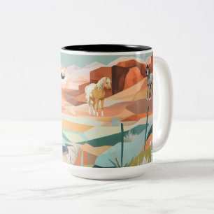 Mug Large with Western Abstract Scenic
