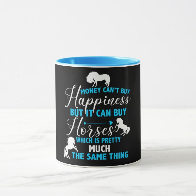 Mug L'argent peut acheter des chevaux bleu (Centre)
