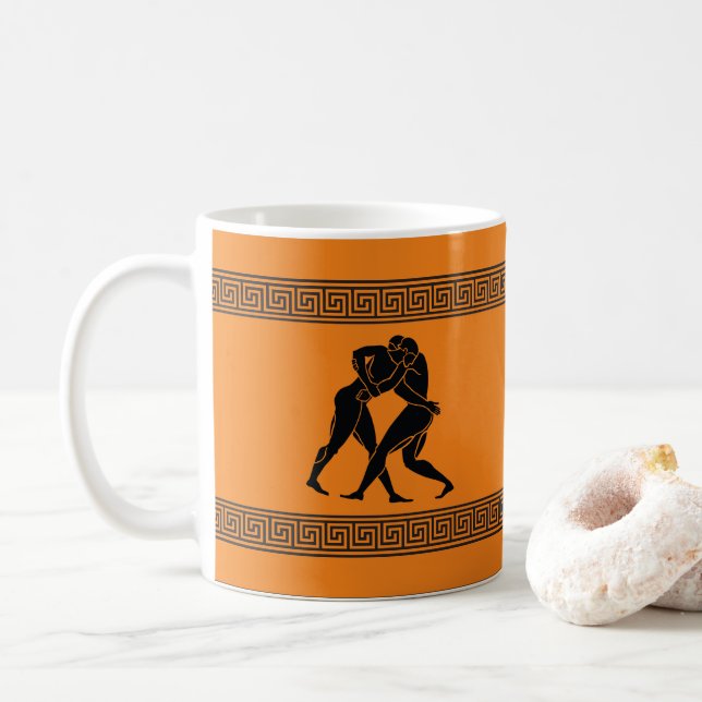 Mug L'art grec - La lutte pour la boue de café (Avec donut)