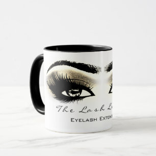 Mug Lashes Extension Maquillage Studio Gold Eyes Blanc